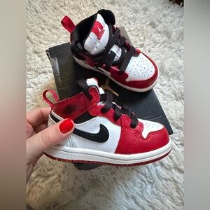 Jordan Kids Red and White Sneakers
